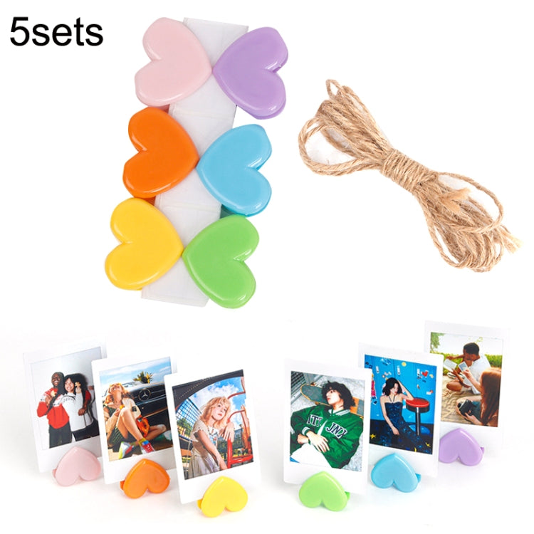 5sets Cute Color Love Clip Desktop Bracket Picture Hanging Wall Decoration Memo Clip My Store