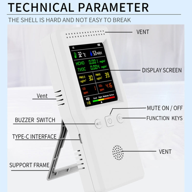 9 In 1 Air Quality Detector Handheld High Precision Formaldehyde Detector Reluova