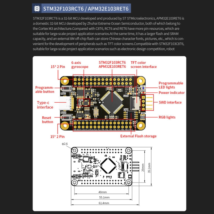 Yahboom MCU RCT6 Development Board STM32 Experimental Board ARM System Core Board