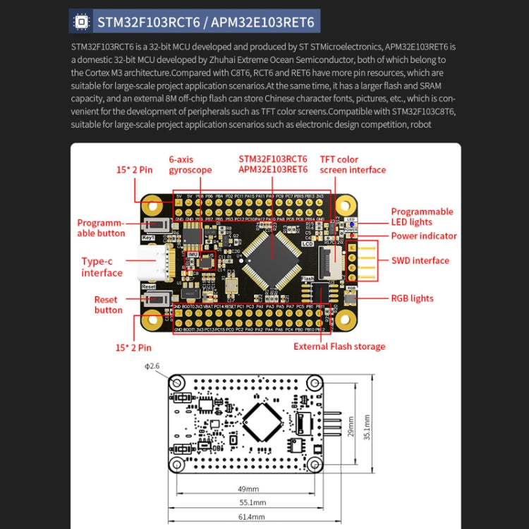 Yahboom MCU RCT6 Development Board STM32 Experimental Board ARM System Core Board