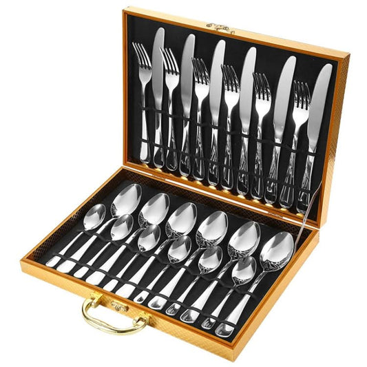 24pcs/set Boxed Stainless Steel Cutlery Knife, Fork and Spoon Cutlery Set-Reluova