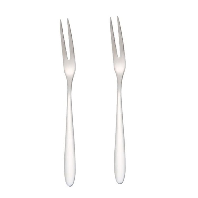 2pcs 304 Stainless Steel Fruit Cake Fork Plating Titanium Tableware-Reluova