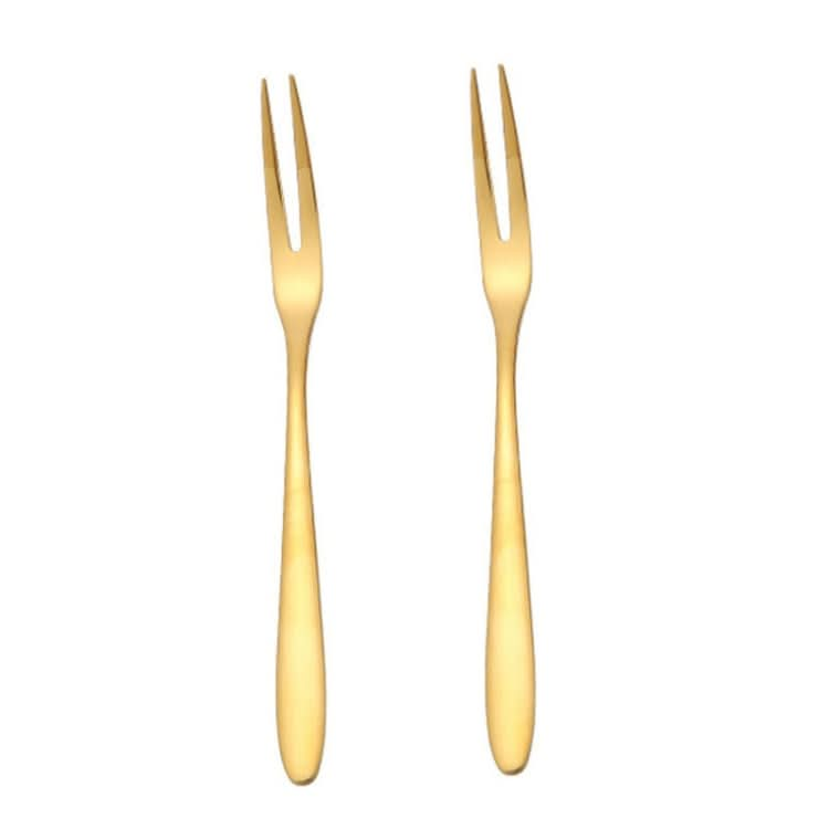 2pcs 304 Stainless Steel Fruit Cake Fork Plating Titanium Tableware-Reluova