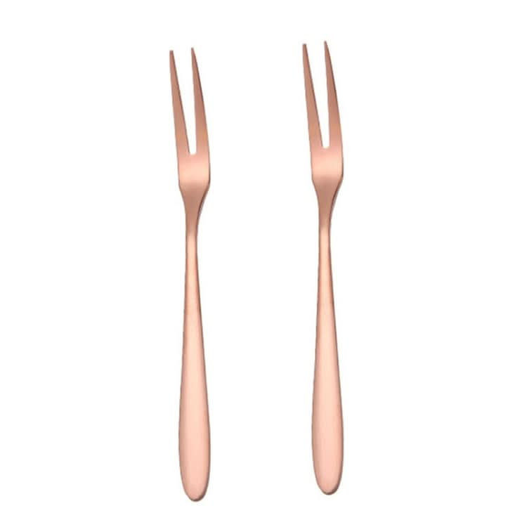 2pcs 304 Stainless Steel Fruit Cake Fork Plating Titanium Tableware-Reluova