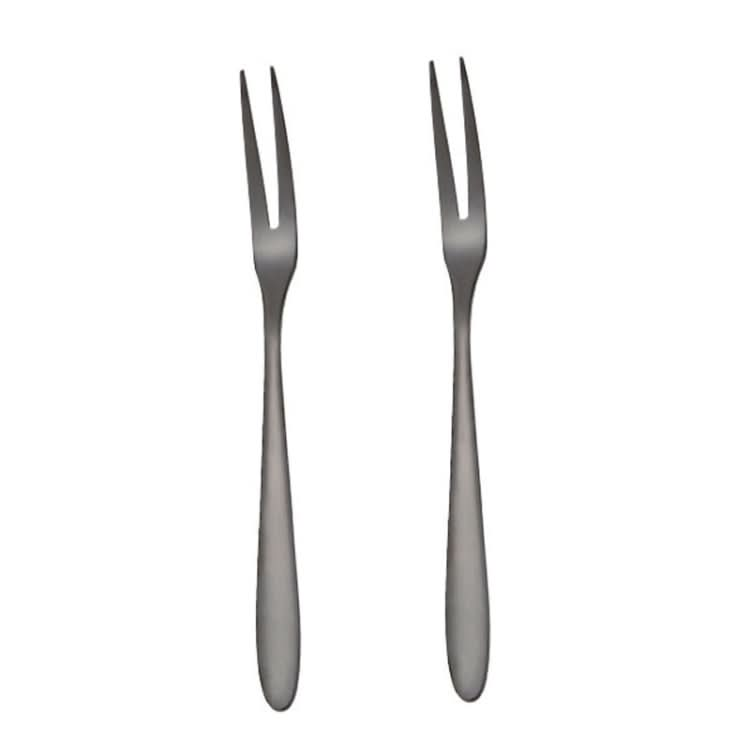 2pcs 304 Stainless Steel Fruit Cake Fork Plating Titanium Tableware-Reluova