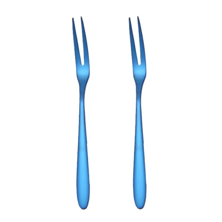 2pcs 304 Stainless Steel Fruit Cake Fork Plating Titanium Tableware-Reluova