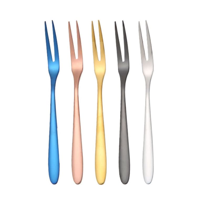 2pcs 304 Stainless Steel Fruit Cake Fork Plating Titanium Tableware-Reluova