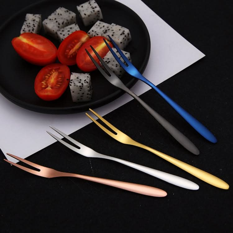 2pcs 304 Stainless Steel Fruit Cake Fork Plating Titanium Tableware-Reluova