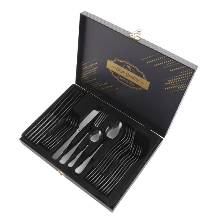 24pcs/Set Wooden Boxed Stainless Steel Cutlery Knife Fork Spoon Steak Dinnerware Set-Reluova