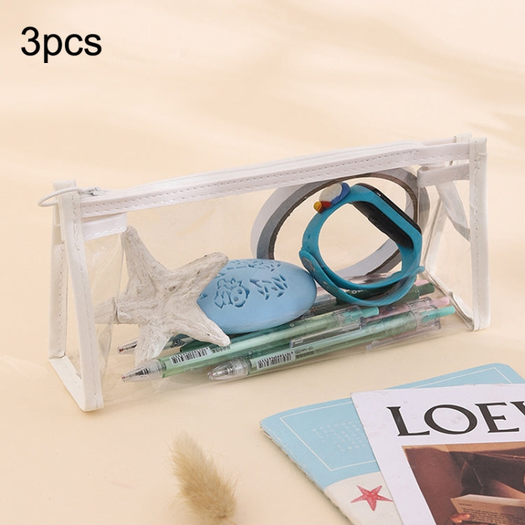 3pcs PVC Student Stationery Storage Transparent Pencil Bag Exam Transparent Zipper Pencil Bag My Store