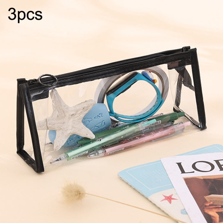 3pcs PVC Student Stationery Storage Transparent Pencil Bag Exam Transparent Zipper Pencil Bag My Store