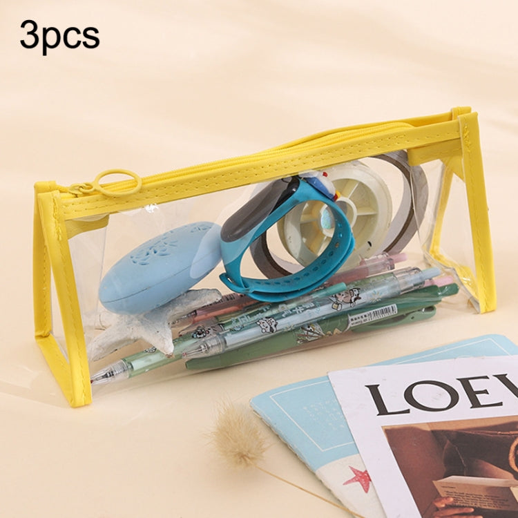 3pcs PVC Student Stationery Storage Transparent Pencil Bag Exam Transparent Zipper Pencil Bag My Store