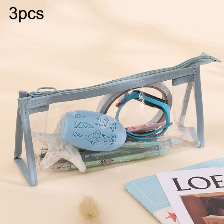 3pcs PVC Student Stationery Storage Transparent Pencil Bag Exam Transparent Zipper Pencil Bag My Store