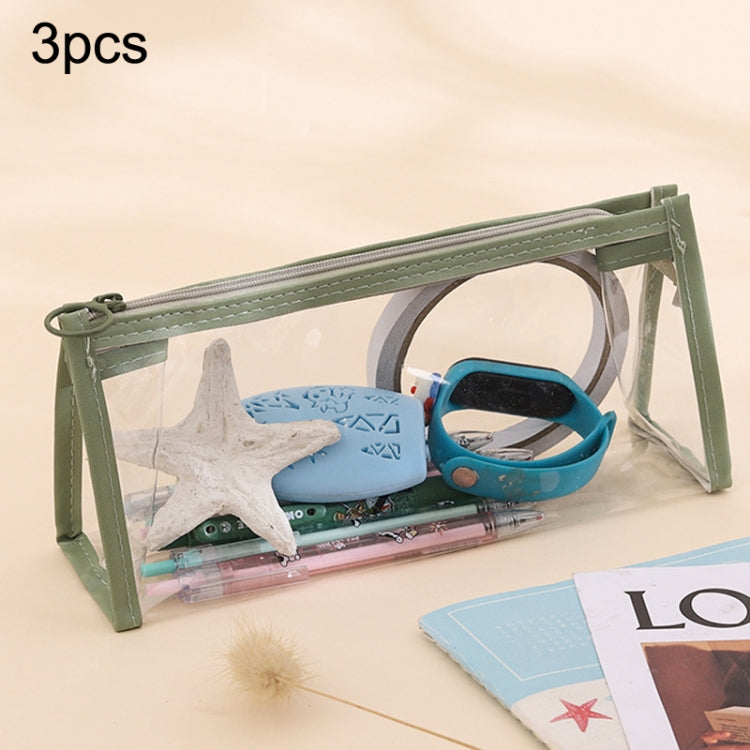 3pcs PVC Student Stationery Storage Transparent Pencil Bag Exam Transparent Zipper Pencil Bag My Store