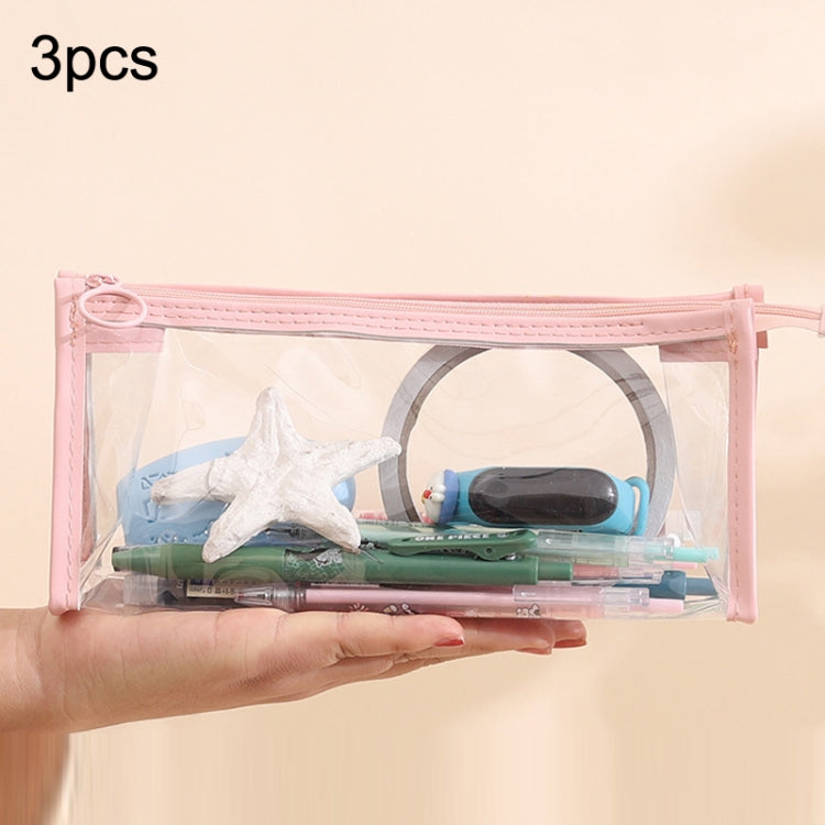 3pcs PVC Student Stationery Storage Transparent Pencil Bag Exam Transparent Zipper Pencil Bag My Store