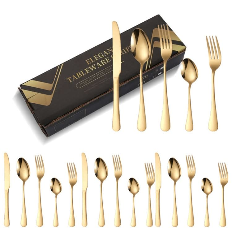 20pcs/set Carton Boxed Gold-Plated Stainless Steel Knife and Fork Set Western Cutlery-Reluova