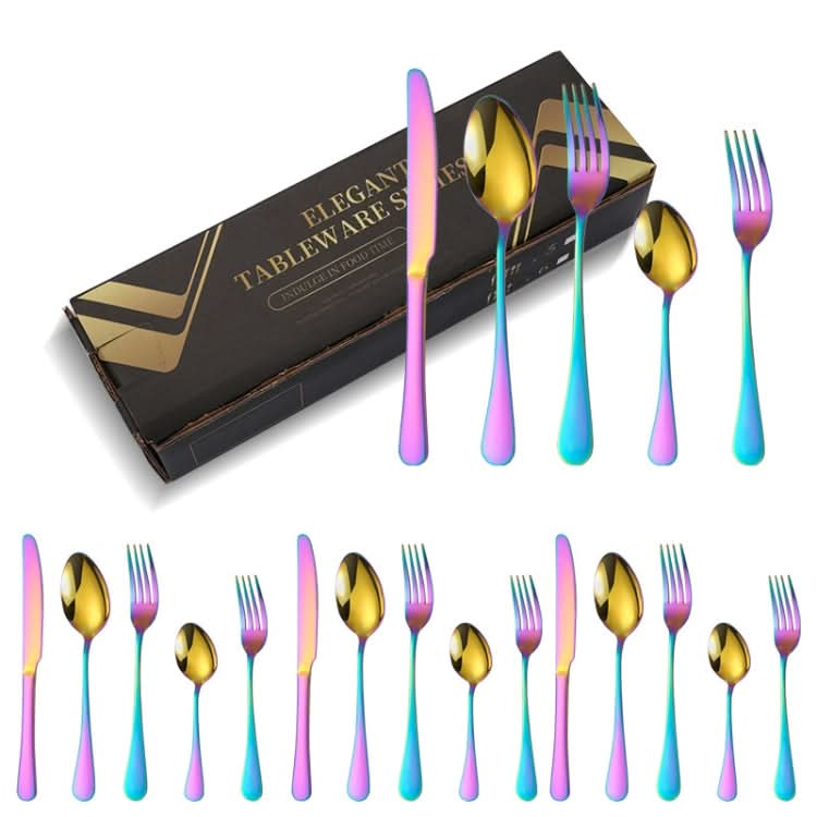 20pcs/set Carton Boxed Gold-Plated Stainless Steel Knife and Fork Set Western Cutlery-Reluova