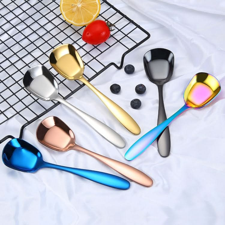 Small 304 Stainless Steel Spoon Glossy Thickened Flat Head Flat Bottom Serving Spoon Reluova