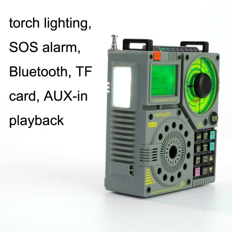 HanRongda HRD-A320 High Performance Multi-band Bluetooth Card Flashlight Lighting SOS Alert Radio