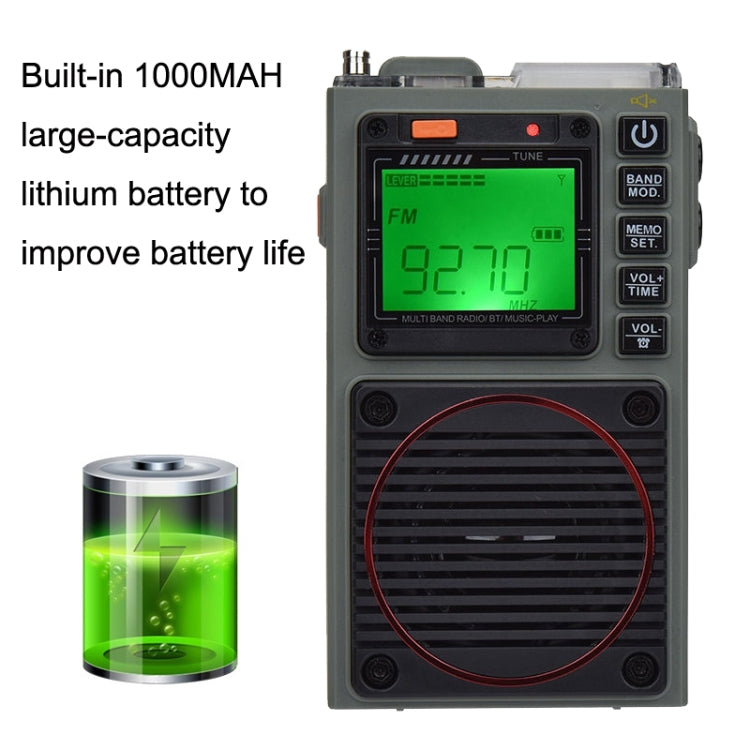 HanRongda HRD-787 High Performance Full Band Portable Bluetooth Card SOS Warning LED Lighting Radio