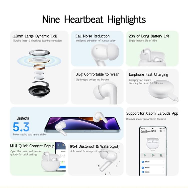 Original Xiaomi Redmi Buds 4 Vitality Edition Waterproof Wireless Bluetooth Calling Noise Reduction Earphone