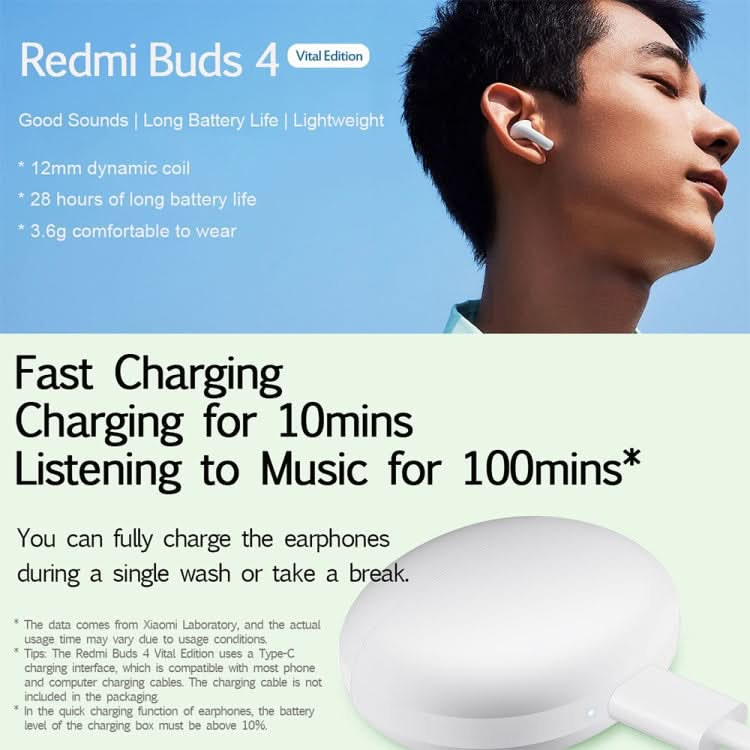 Original Xiaomi Redmi Buds 4 Vitality Edition Waterproof Wireless Bluetooth Calling Noise Reduction Earphone