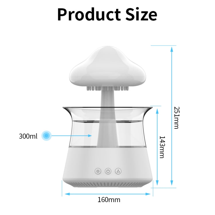 CH06 300ml Rain Humidifier Mushroom Cloud Colorful Night Lamp Aromatherapy Machine