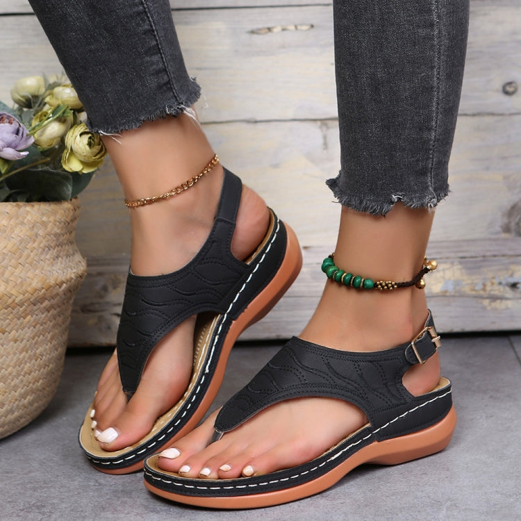 PU Leather Flip Flop Sandals Roman Style Adjustable Strap Sandals, Series 2