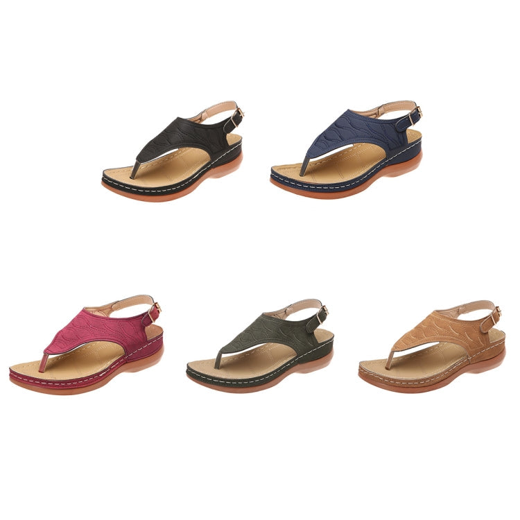 PU Leather Flip Flop Sandals Roman Style Adjustable Strap Sandals, Series 1