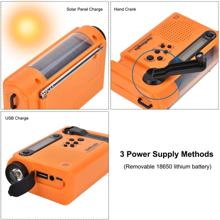 HanRongda HRD-900 LED Lighting Solar Hand Crank Power Generation NOAA Weather Warning Radio Reluova