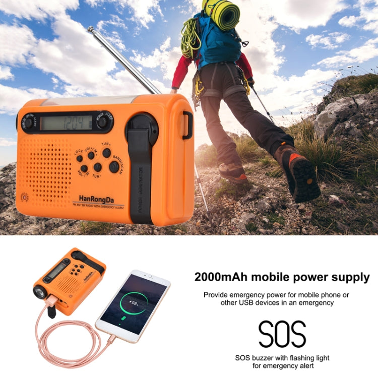 HanRongda HRD-900 LED Lighting Solar Hand Crank Power Generation NOAA Weather Warning Radio Reluova