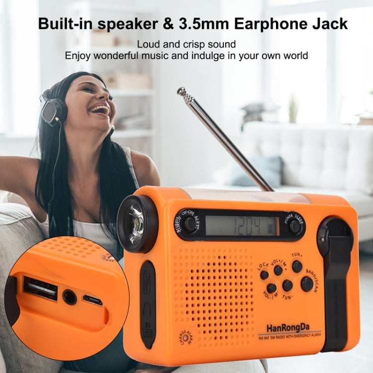 HanRongda HRD-900 LED Lighting Solar Hand Crank Power Generation NOAA Weather Warning Radio Reluova