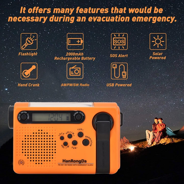 HanRongda HRD-900 LED Lighting Solar Hand Crank Power Generation NOAA Weather Warning Radio