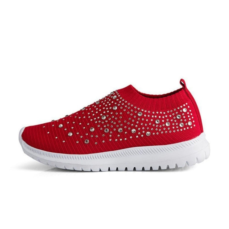 Spring and Autumn Rhinestone Flying Woven Women Sneakers Casual Breathable Shoes, Series 3