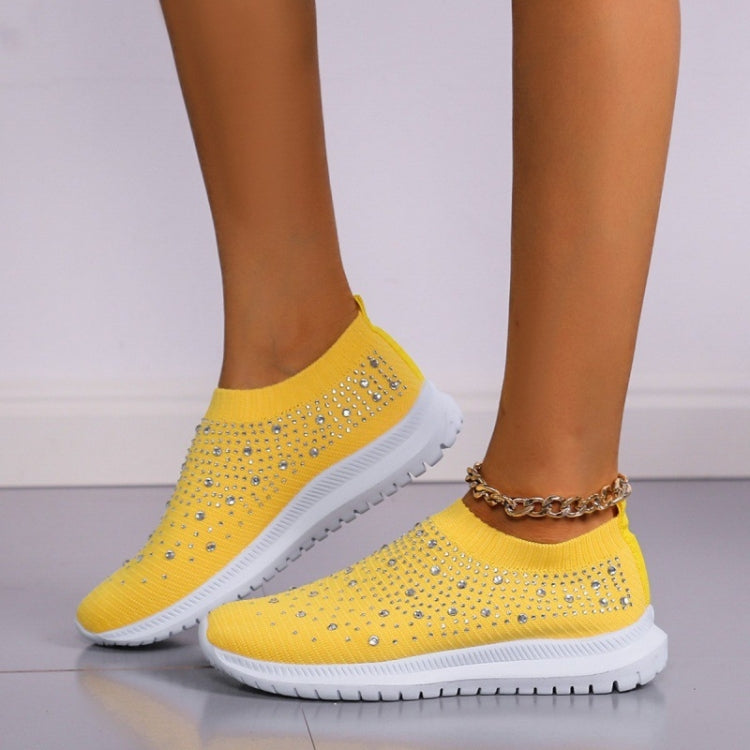 Spring and Autumn Rhinestone Flying Woven Women Sneakers Casual Breathable Shoes, Series 1