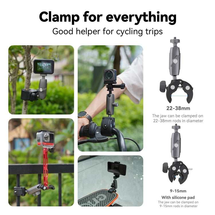 TELESIN  Aluminum Alloy Crab Claw Handlebar Tube Clamp For Sports Camera Mobile Phones Reluova