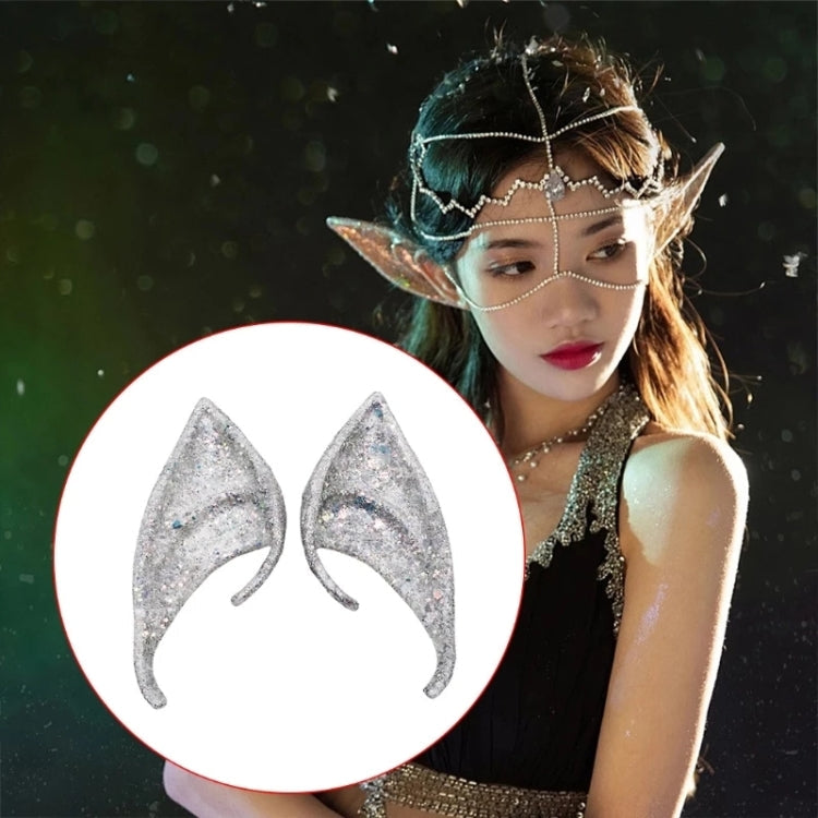 1pair Latex Elf Ears With Glitter Halloween Party Pixie Ears Cosplay Props