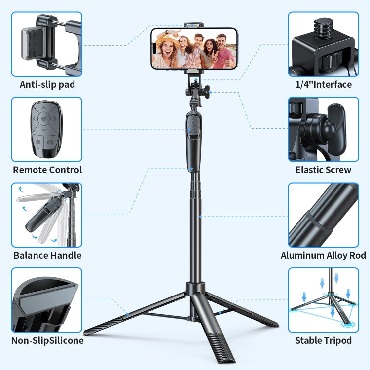 Pixel ST2 1.6m Anti Shake Selfie Stick Head Tripod Handheld Portable Folding Remote Control Outdoor Photo Stands