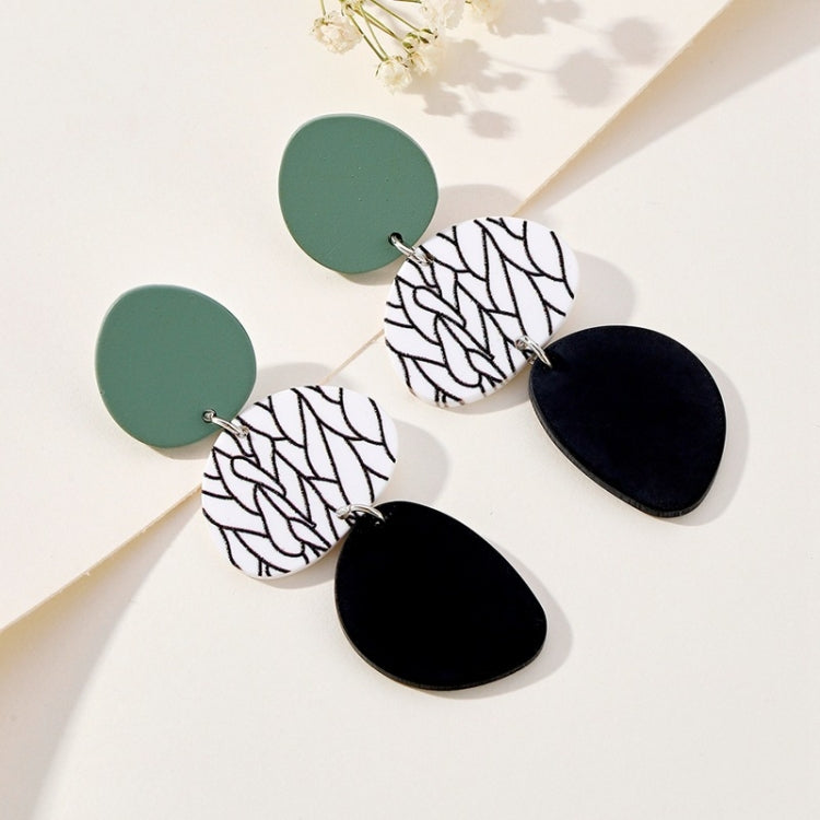 2pairs Contrasting Color Acrylic Geometric Round Stitching Long Ladies Earrings My Store