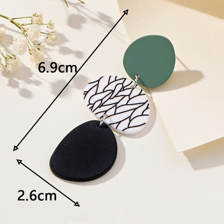 2pairs Contrasting Color Acrylic Geometric Round Stitching Long Ladies Earrings My Store