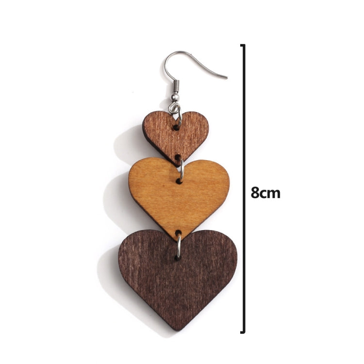 5pairs Wooden Carved Heart Shape Stitching Long Earrings My Store