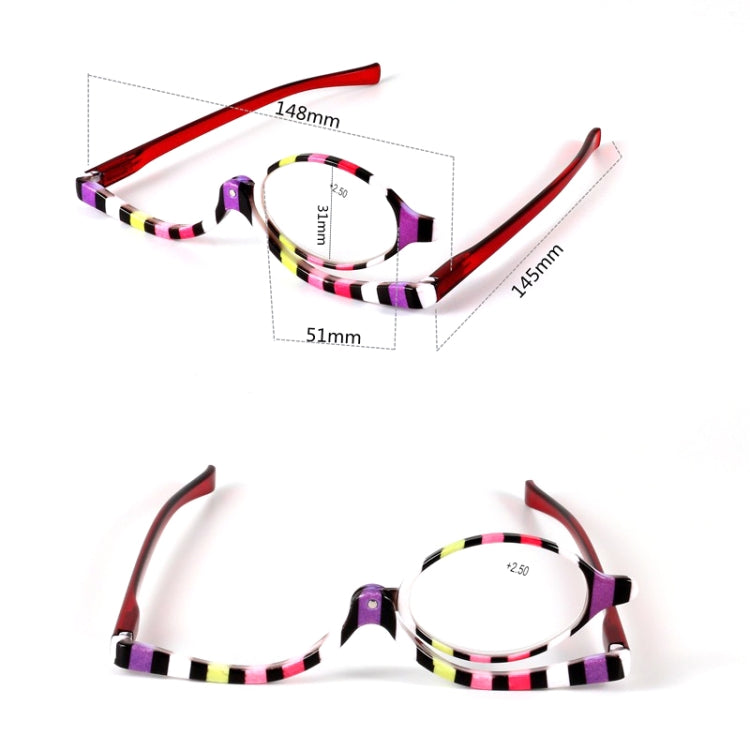 Makeup Presbyopic Glasses Multicolored Rotatable Magnifying Glass Single Piece Reading Glass, Degree: Reluova