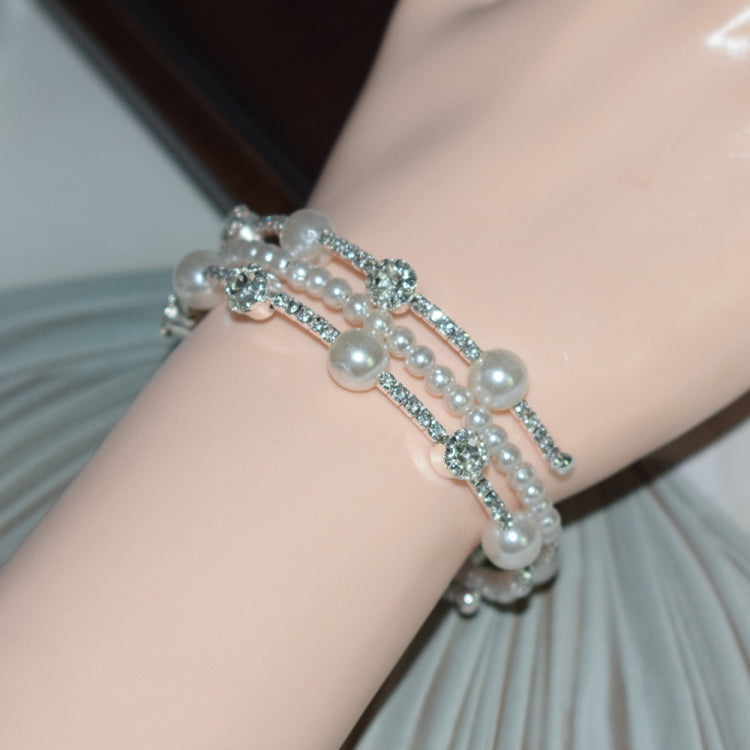 Simple Rhinestone Pearl Wrapped Arm Bracelet Versatile Bracelet My Store