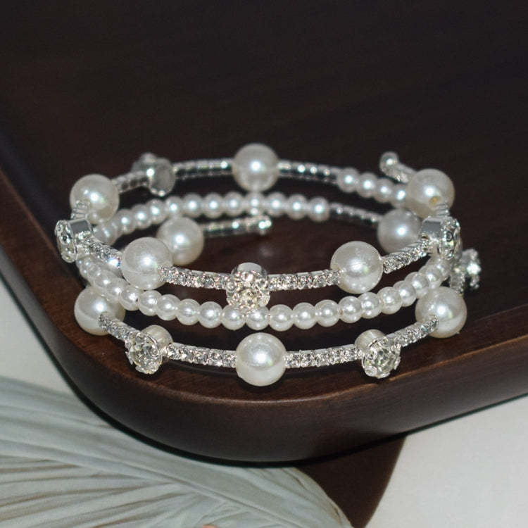 Simple Rhinestone Pearl Wrapped Arm Bracelet Versatile Bracelet My Store