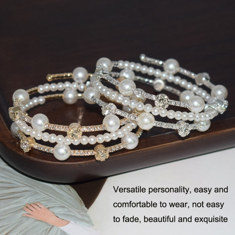 Simple Rhinestone Pearl Wrapped Arm Bracelet Versatile Bracelet My Store