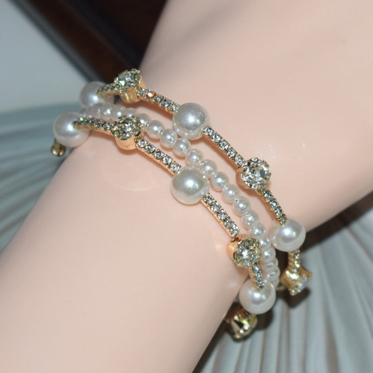 Simple Rhinestone Pearl Wrapped Arm Bracelet Versatile Bracelet My Store