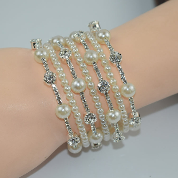 Simple Rhinestone Pearl Wrapped Arm Bracelet Versatile Bracelet My Store