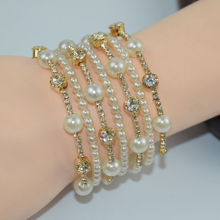 Simple Rhinestone Pearl Wrapped Arm Bracelet Versatile Bracelet My Store