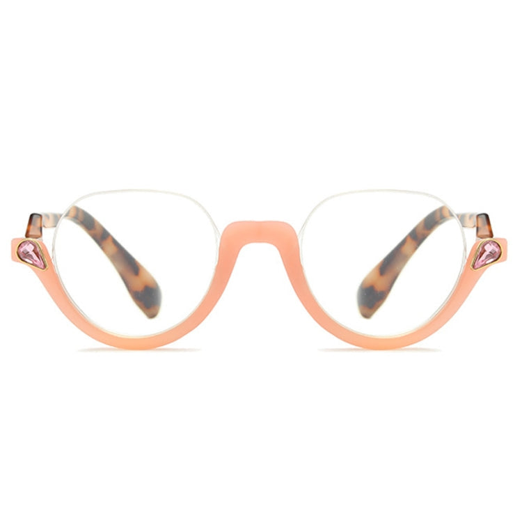 Diamond Studded Cat Eye Presbyopic Glasses Half-frame Fish-filament Glasses Unisex, Degree:, Series 1 Reluova