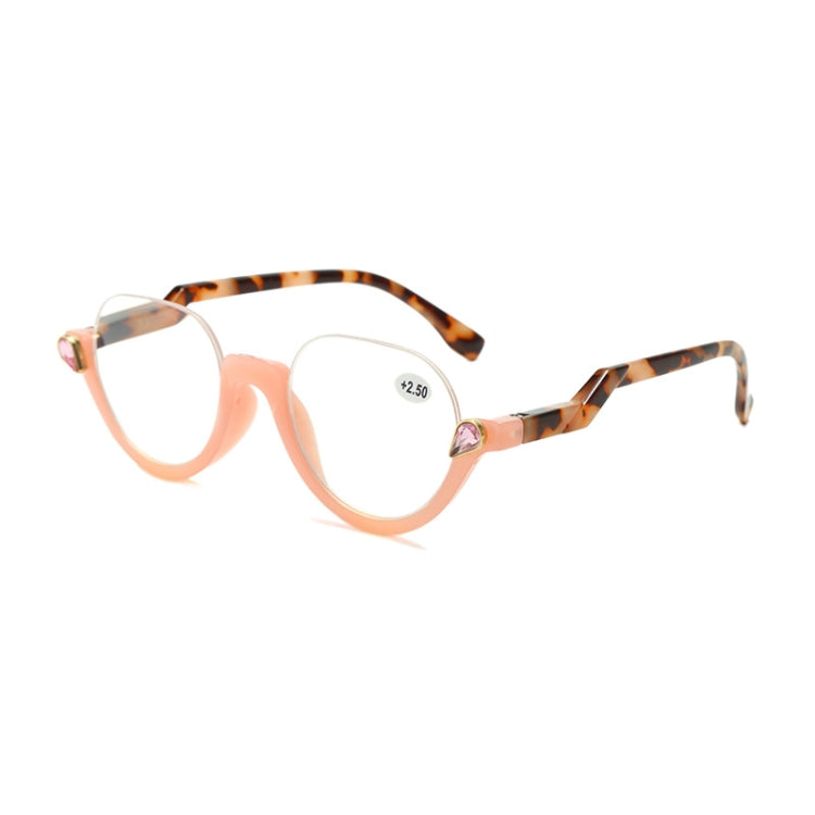 Diamond Studded Cat Eye Presbyopic Glasses Half-frame Fish-filament Glasses Unisex, Degree:, Series 1 Reluova